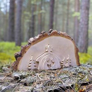 Rompecabezas de madera de belén de Navidad, decoración rústica de vacaciones, conjunto de belén de madera - Imagen 1 de 5