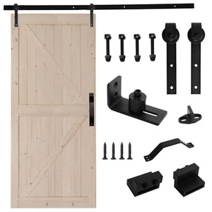 42in X 84in Unfinished Sliding Barn Door with 7FT Barn Door Hardware Kit Handle - Picture 1 of 13