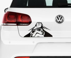 PEEKING STORMTROOPER Funny CAR DECAL STICKER Star Wars Black Sticker - Picture 1 of 3