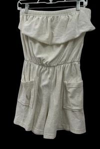 Vintage 70s White Terry Cloth Romper Tube Top Swim Cover Up Size Large - Picture 1 of 3