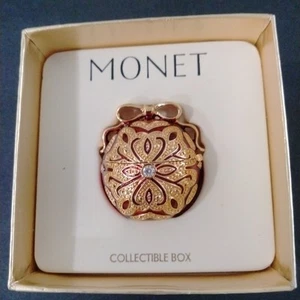 Monet Christmas Ornament 1.5" Hinged Trinket Box MNRU8988  - Picture 1 of 6