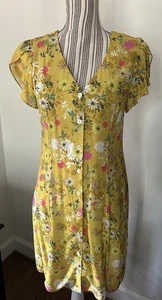 Velvet by Graham Spencer Women’s Medium - Yellow Floral Button Up Dress XS - Picture 1 of 9