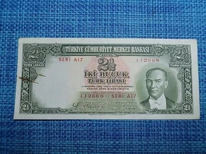 🇹🇷 Turkey 2 1/2 half lira 1930 P-126 XF series A17 banknote 063025-6 - Picture 1 of 2