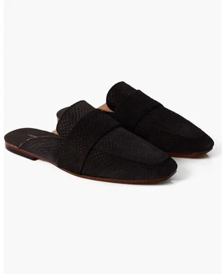 Mocasín Free People At Ease en Gamuza Negra Cocodrilo Repujado Slide Comfort Boho 39 Foto 1 de 4