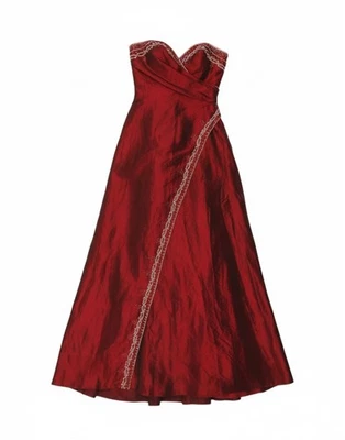 JORA Womens Strapless Dress UK 2 2XS Burgundy Polyester DB07 - Image 1 of 4