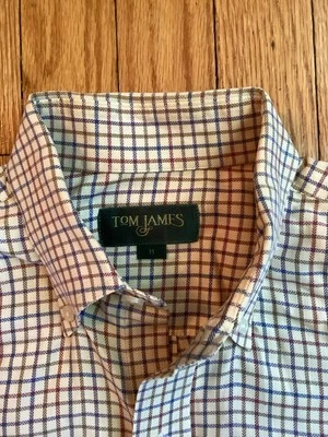 Camisa de Vestir Tom James PARA HOMBRES Patrón Mediano Multicheck Manga Larga Abotonada Usada en Excelente Condición Foto 1 de 2