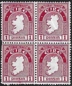 1922 Irland Sg 72 1d Karmin 'Blotted Celtic Symbole' (oben links) montiert postfrisch - Bild 1 von 3