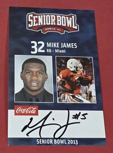 Mike James Auto 2013 Senior Bowl Miami Hurricanes Firmado Novato Buccaneers Lions - Imagen 1 de 2