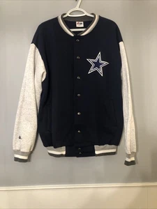 Vintage 90s Majestic Dallas Cowboys Cotton Varsity Snap Button Jacket Men’s L - Picture 1 of 8