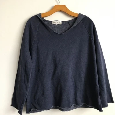 WILDFOX MUJER SUDADERA XS Azul Sudadera con Capucha Manga Larga Recortada Pullover Blanco Básico Foto 1 de 4