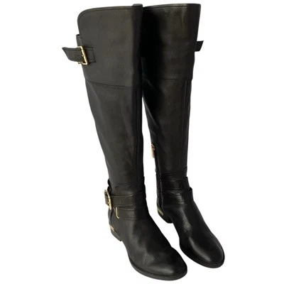Vince Camuto Prestinta Black Leather Wide Calf Knee Riding Boots Womens Size 6M - Image 1 of 4