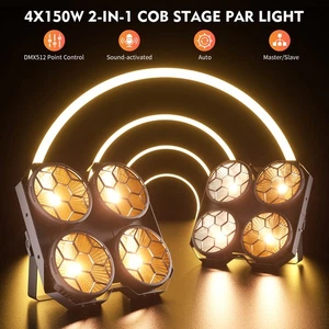 Faretti 4x150W 2-IN-1 COB Par Light Bianco Caldo e Freddo Illuminazione Palco DJ Discoteca - Foto 1 di 16