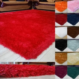 Luxury Shaggy Rug Soft Silky 6cm Thick Pile Modern Plain Large Small Carpet Mat - Picture 1 of 15