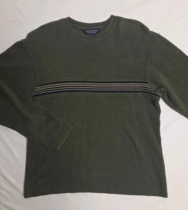 Roundtree & Yorke grün 100 % Baumwolle Langarm gestreift Pullover Y2K Herren Medium - Bild 1 von 9