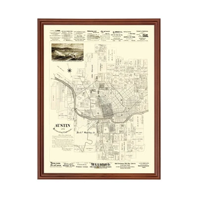 Old Map of Austin, TX 1891 - Vintage Austin Texas Art - Image 1 of 4