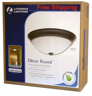 Lithonia Lighting Essentials 1-Light Bronze Fluorescent Decor Round Flush Mount - Image 1 of 4