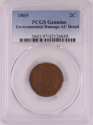 1869 2c Two Cent Piece PCGS AU DETAIL - Environmental Damage (B2705) - Image 1 of 2