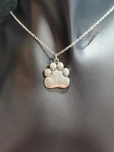 925 STERLING SILVER VINTAGE CAT PAW Print PENDANT/CHARM Pendant Only  - Picture 1 of 8