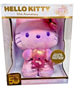 Hello Kitty 50th Anniversary Plush with Special Anniversary Teddy Bear Jazwares - Picture 1 of 4