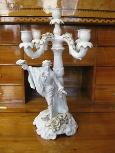 PMP Plaue Schierholz Leuchter Porzellan Figur weiß Gold Kerzenleuchter 49 cm - Bild 1 von 10