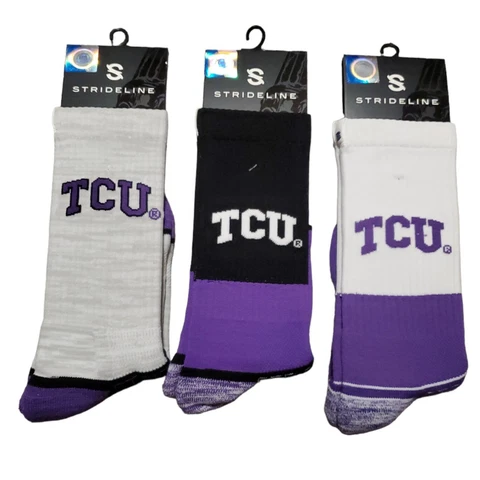 TCU Horned Frogs Socks Knit NCAA Strideline Premium Atheltic Wear 3 Pack Cover