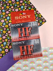 Sony Alta Fidelidad HF 60 Minutos Audio Cassette Cinta Paquete de 2 Nuevo Sellado - Imagen 1 de 2
