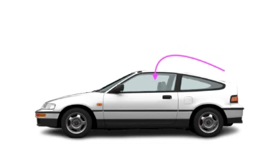 适用于:1988 - 1989 年本田思域 CRX 2D掀背车起子前左门窗玻璃 — 第 1/4 张图片
