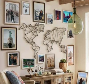 Weltkarte Metall Wandkunst XXL, Metall Wandtafel, Modern Metall Wandhängung - Bild 1 von 5