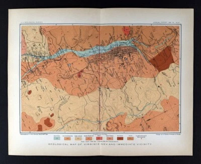 1881 US Geological Survey Map Virginia City Gold Hill Mines Nevada Wild West NV - Image 1 of 4