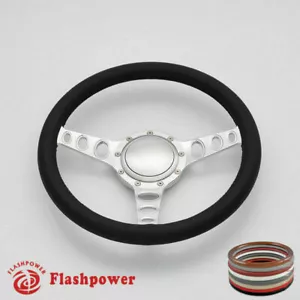15.5" Satin Billet Steering Wheel Black Full Wrap LTD Custom GMC C10 W/Horn - Foto 1 di 10