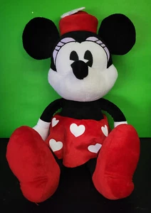 Disney Minnie Mouse with Red & White Hearts Skirt Flower Hat 18" Plush Stuffed - Picture 1 of 4