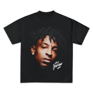 Camicia vintage 21 SAVAGE per tifosi cotone pesante nero unisex tutte le taglie C389 - Foto 1 di 5