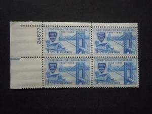 #1012 3c Centennial Engineering Plate Block #24677 UL MNH OG VF - Picture 1 of 1