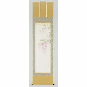 Wisteria / Fuji no hana - paulownia wood box - Kakejiku Japanese Hanging Scroll - Picture 1 of 1