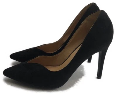 NEW JustFab Women's Size US 7.5 Black Saige Suede Stiletto High Heel Pumps Shoes Foto 1 de 4
