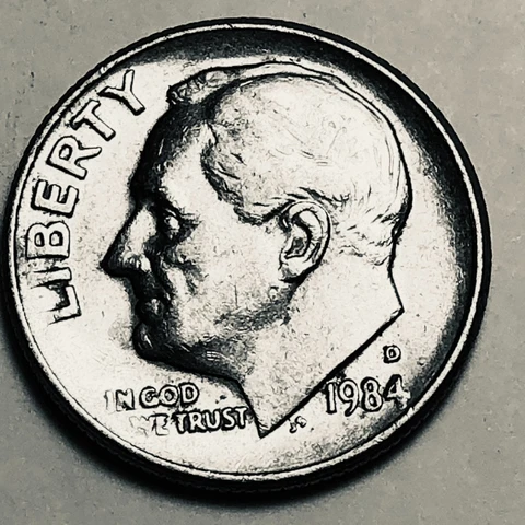 1984 D Roosevelt dime Cover