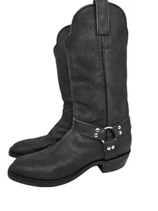 Caboots Black Leather Harness Biker Cowboy Custom Made Boots Mens - Picture 1 of 23