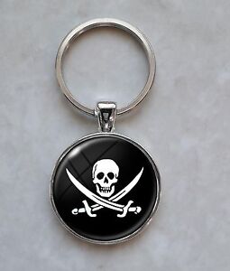 Jolly Roger Pirate Symbol Skull and Cross Bones Swords buccaneer Keychain