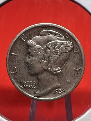 ✨1938-S Mercury Dime AU Winged Liberty 10c U.S. Coin✨ - Image 1 of 2