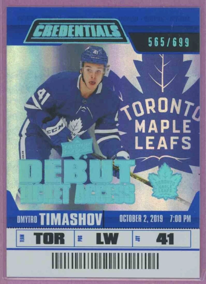 2019-20 UD CREDENTIALS DEBUT TICKET ACCESS ROOKIE DMYTRO TIMASHOV #118 565/699 - Image 1 of 1