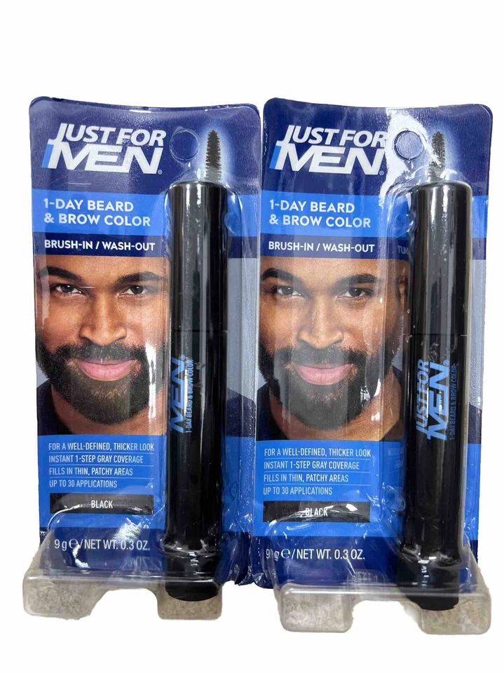 LOT OF 2 JUST FOR MEN 1-Day BEARD & BROW Temporary COLOR  Beard & Eyebrows BLACK - Image 1 of 1