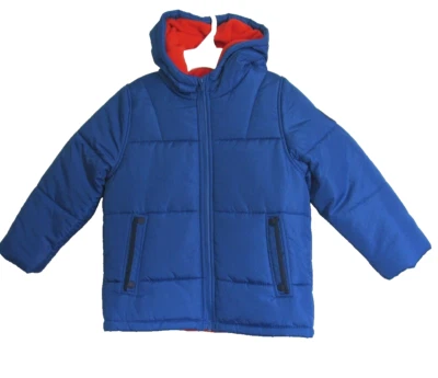 Boys Carter's Wind Water Resistant Fleece-Lined Puffer Winter Jacket w/Hood 5/6 - Image 1 of 4