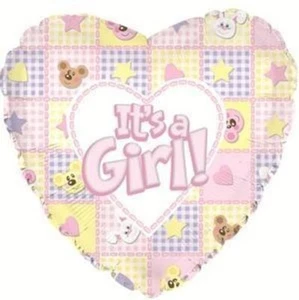 18" It's A Girl Bears & Bunnies Foil Balloon - New Baby party supply decoration - Picture 1 of 1
