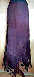 Per Una M&S Brown Fine Cordiroy Cotton Mesh Applique Floral Long Skirt 8 L UK - Picture 1 of 3
