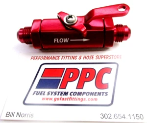 08 an male flare In Line Shut off Valve Polished Red Anodized Aluminum - Foto 1 di 2