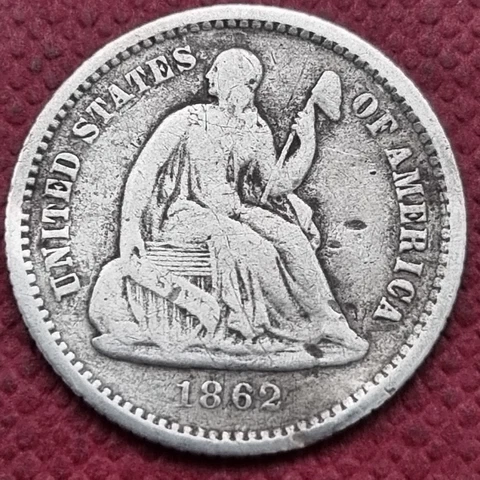1862 Seated Liberty Half Dime 5c Better Grade Details #57795 Cover