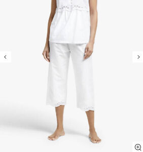 John Lewis & Partners Bobble Cropped Pyjama White Bottom's Only Women's Size 12
