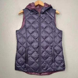 Gerry Womens Size Medium Indigo Reversible Hooded Duck Down Packable Vest Hiking - Picture 1 of 13