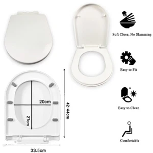 Sedile WC Lusso Forma D Resistente Bianco Soft Close Top Cerniere Sgancio Rapido - Foto 1 di 5
