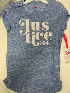Justice Girls T-shirt Top Size XS (5/6) Blue & White - Picture 1 of 3